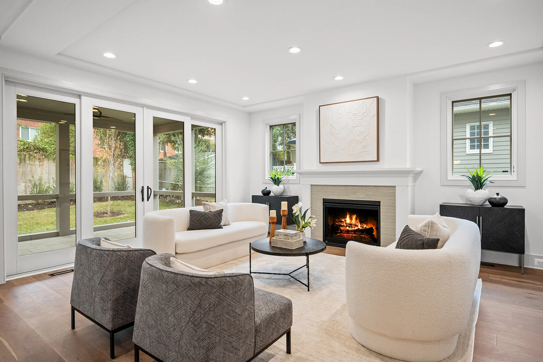 3700 Sqft New Home Oakley living room with fireplace