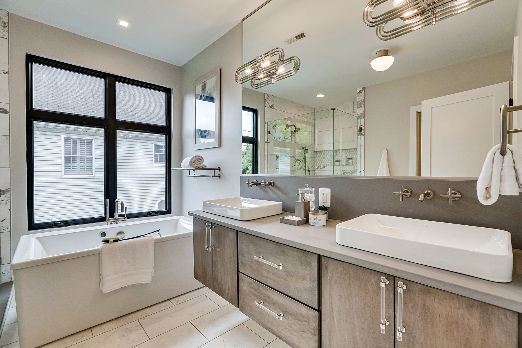 Arlington New Build Cottage Baltimore Style Primary Bathroom