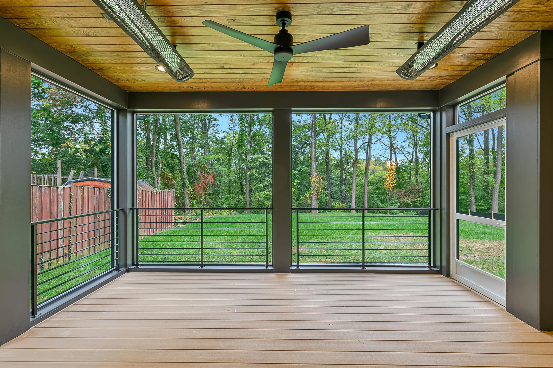 Arlington New Home Harper Plan covered outdoor patio with railings