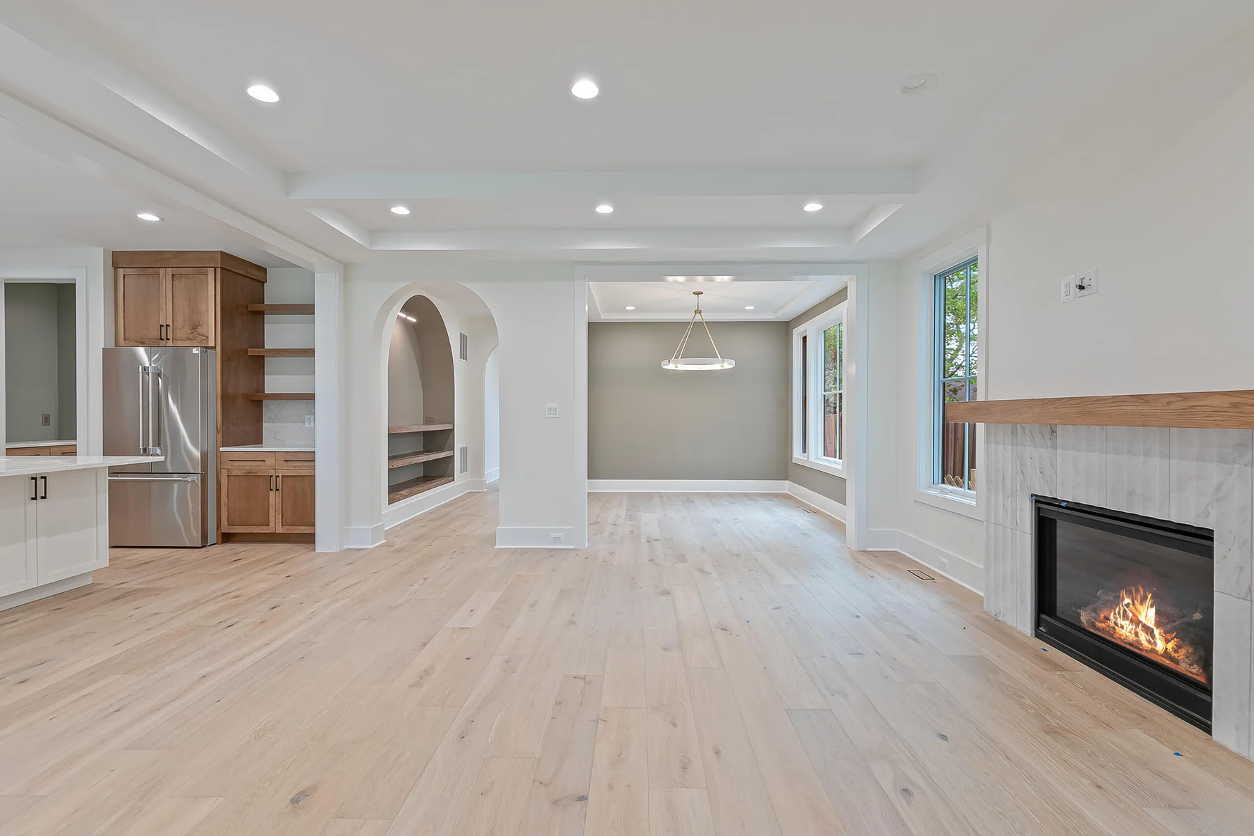 Arlington New Home Harper Plan open living room with hardwood floors