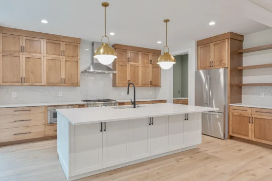 Arlington New Home Harper Plan kitchen island in light colors