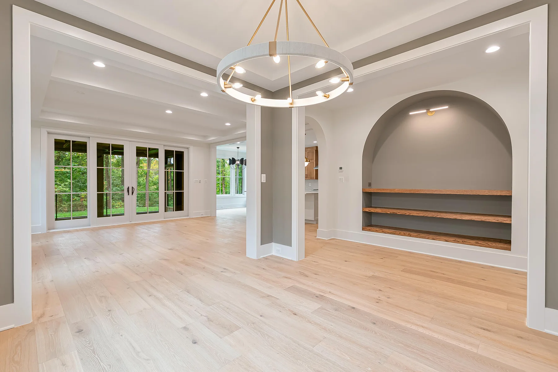 Arlington New Home Harper Plan Dining area with hanging lights