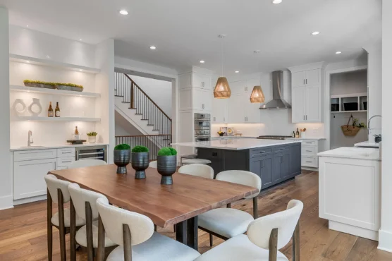 Custom Home Plan, The Seaton, open dining room and kitchen