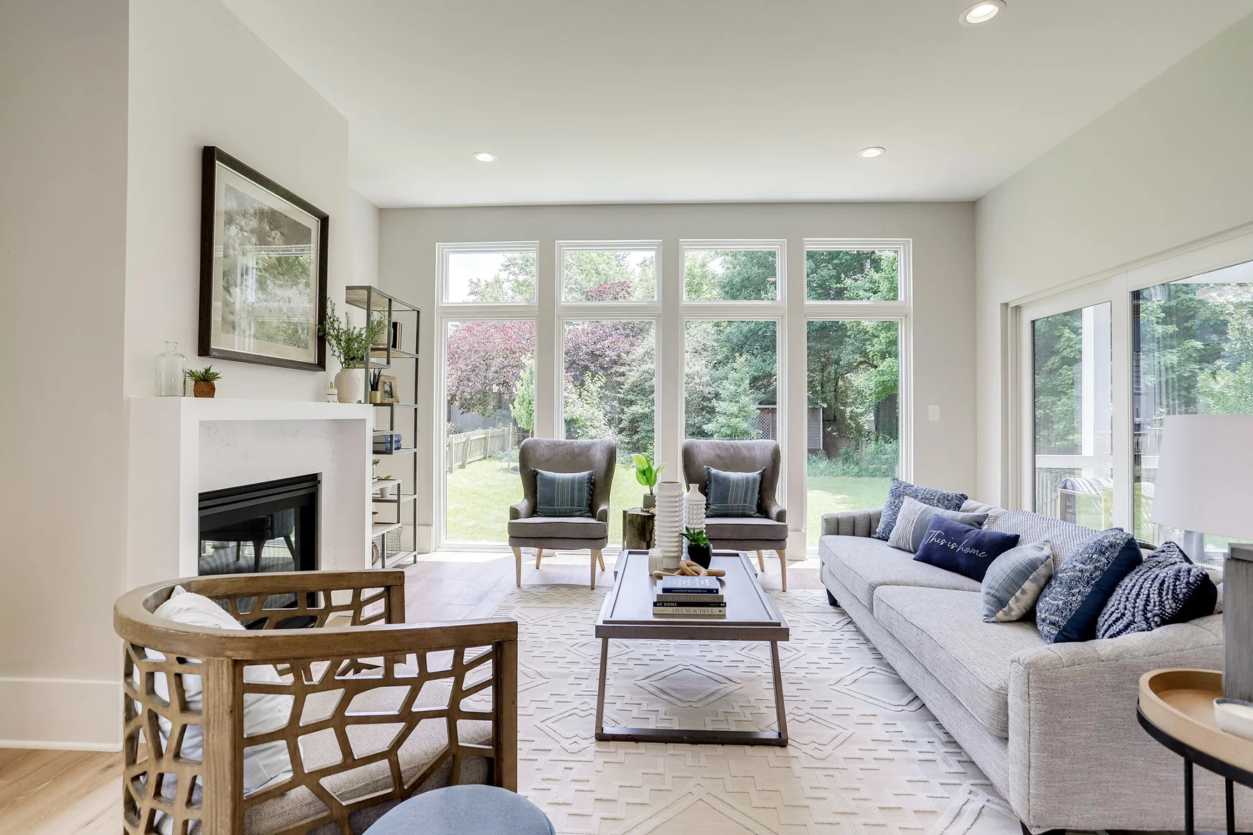 Luxury Home Plan, The Seabrook, living room with fireplace