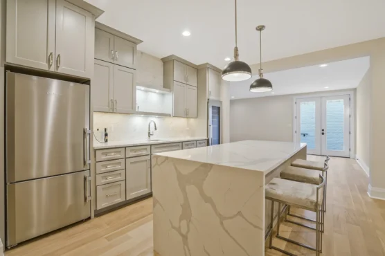 New Home Builder in Arlington Cali Style Marble Kitchen Island