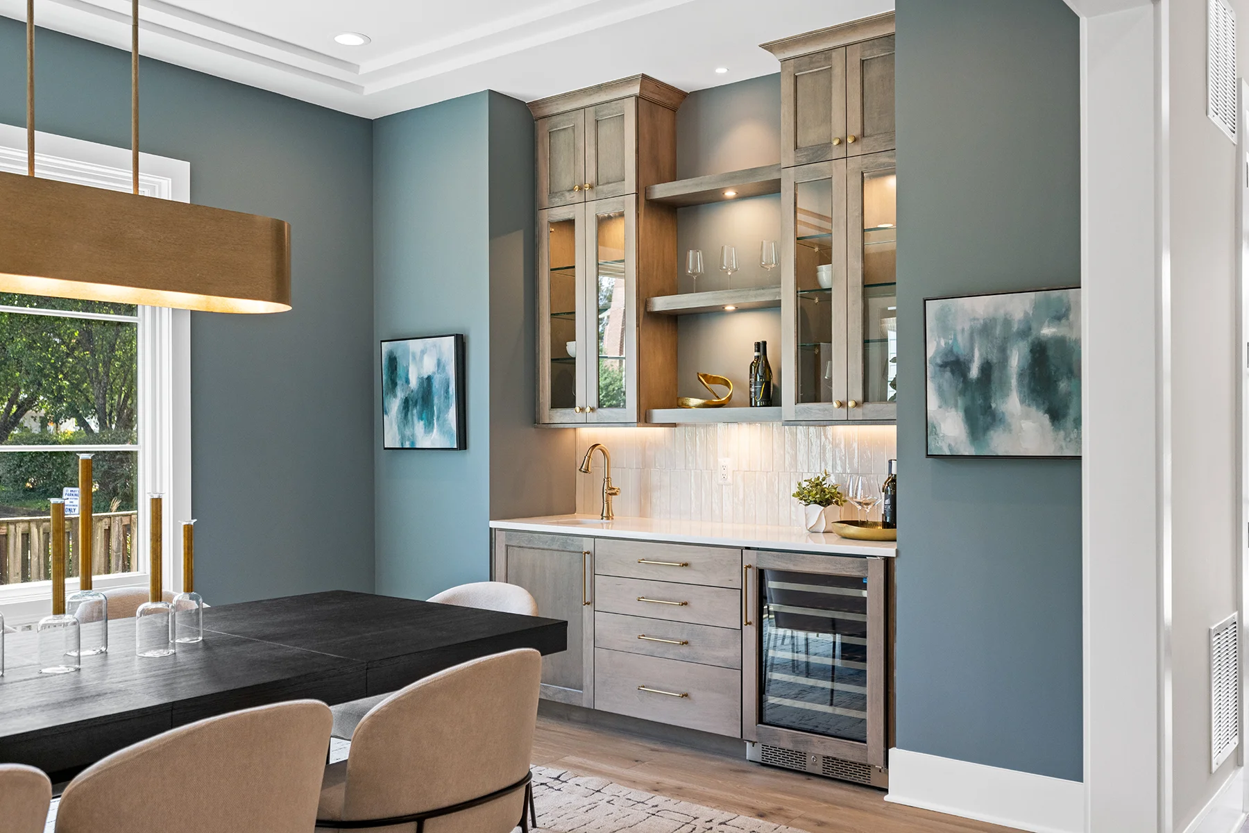 New Home Plan Potomac formal dining room with wet bar