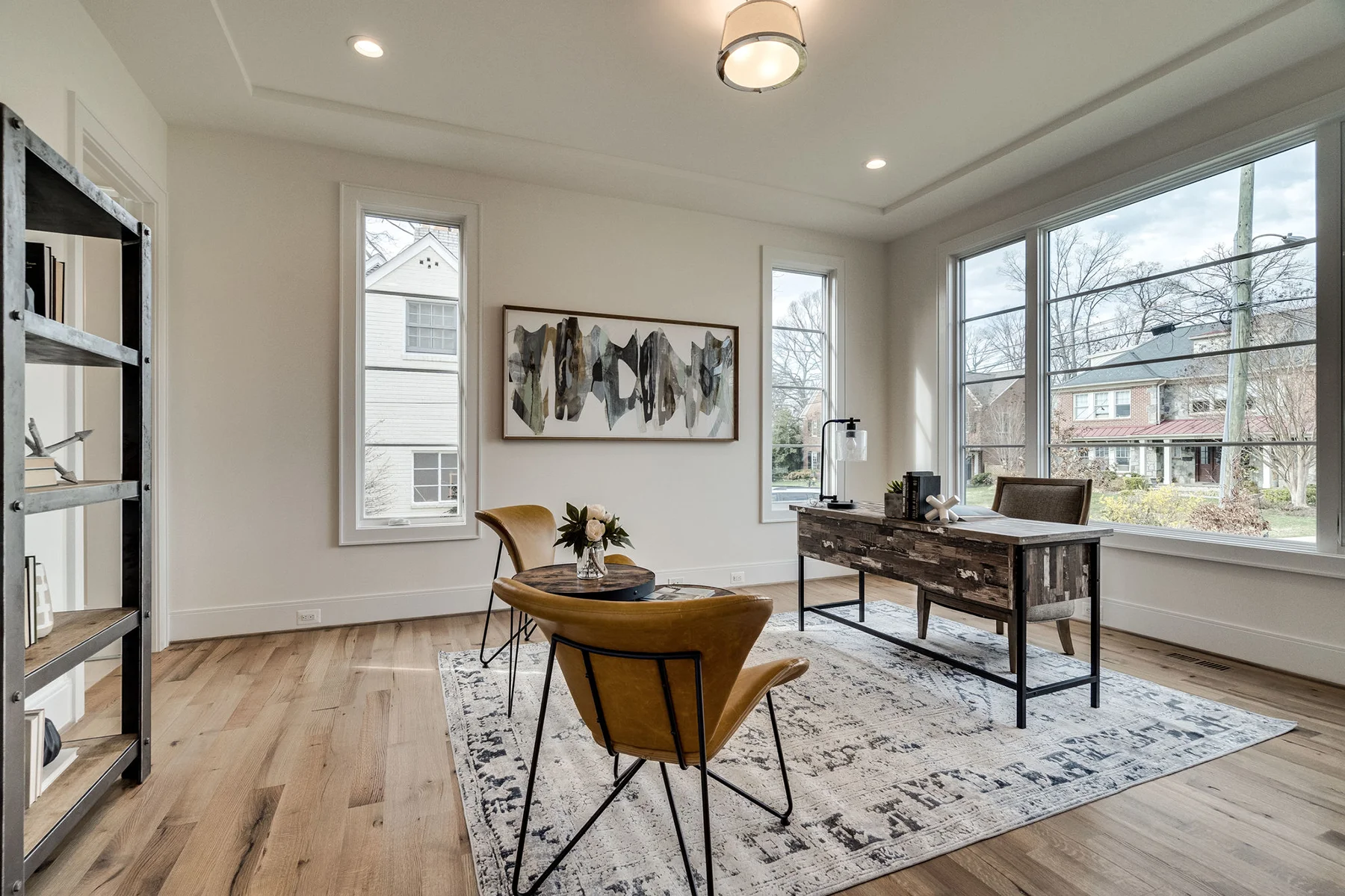 Ten Foot Ceilings, Arlington Luxury Home Plan, Ridgeview office with several windows