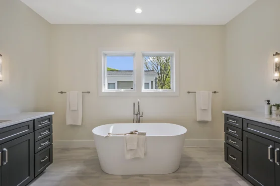 New Home Builder Plan, The Richmond, Sunlit primary bathroom